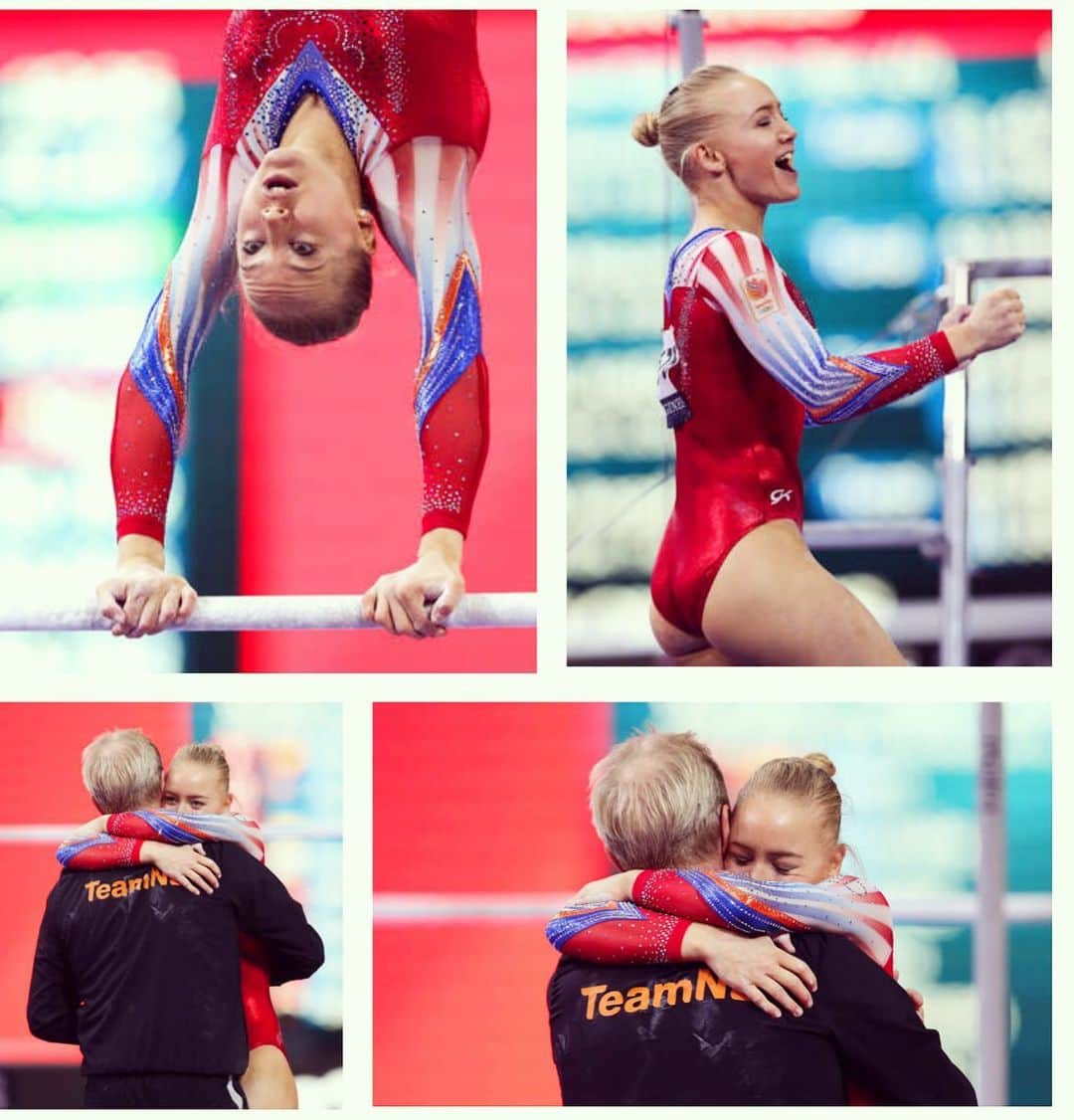 リーケ・ウェイファースのインスタグラム：「This moment, 1 year ago, meant so so much to me ❤️ I will never forget how everything felt. It was intense, a heavy early morning, 2 hours to give everything we had to make history for a 2nd time in 40 years.  This last bars routine, I felt the high pressure but most of all, the support, the intense nerves in my stomach before I started my routine, but as well my confidence and determination in my mind to fix the job and get those last points on the scoreboard and make it to the Olympics with our great team. Every single one of us, was fighting and giving their all for the team, it is magical what we can create and accomplish together. We unified and chose to keep nothing left in the process as well in those 2 hours for the Olympic mission. I am forever proud to have been part of such a great team built by great individuals, who will do everything out of love for the sport, the dream and the team. ❤️❤️❤️❤️❤️❤️❤️  #grateful #teammission #accomplished #gymnastics #dreamteam #olympicqualifier #tokyo2021」