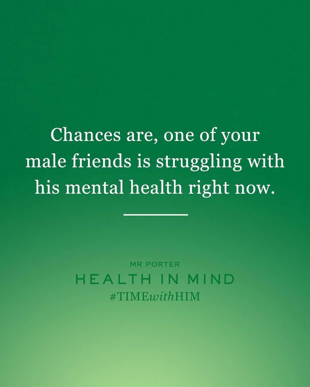 MR PORTERのインスタグラム：「Sometimes asking “how are you?” can feel like the hardest question. Something that seems small to you could really make a difference to someone who is struggling. Stop scrolling. Reach out to a friend. #TIMEwithHIM   #MRPORTERHealthInMind #MensMentalHeath #MentalHeath #Depression #Anxiety #WorldMentalHealthDay」