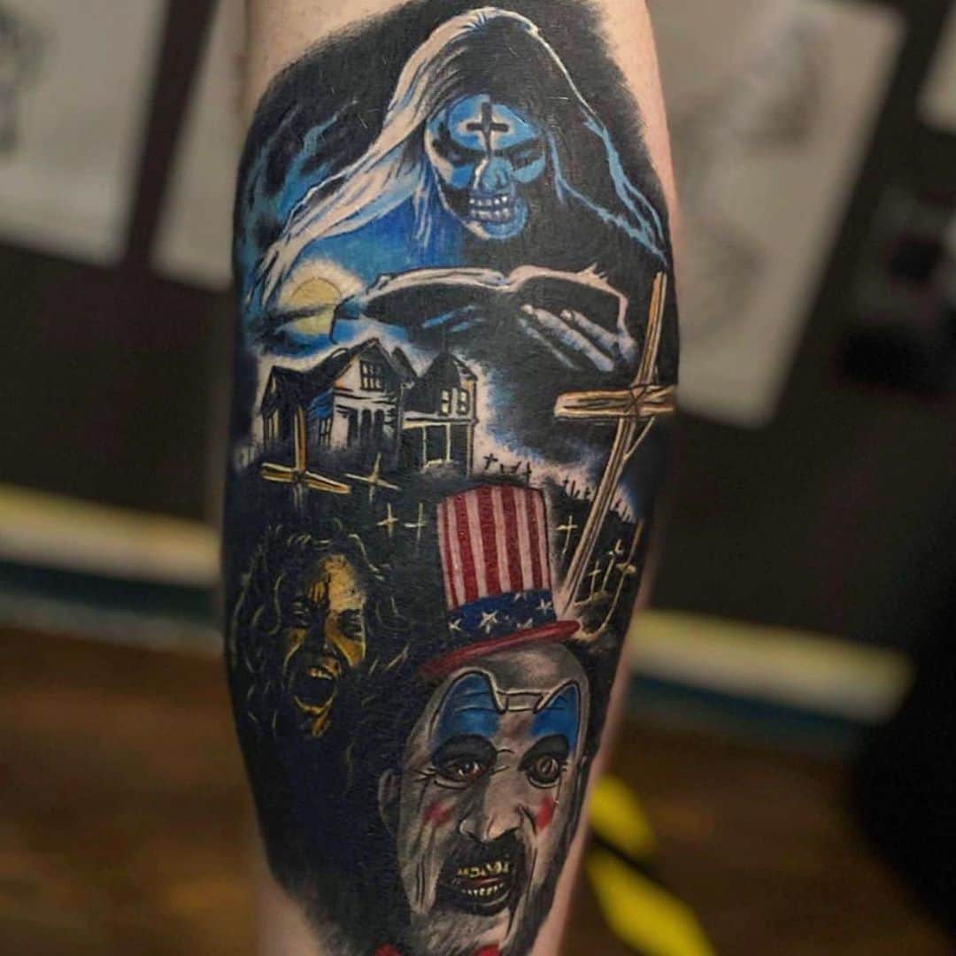 ロブ・ゾンビのインスタグラム：「Another week already?! Well, that means it’s Tattoo Tuesday!!!! 💀💀💀 Another batch of kick-ass tattoos! Sorry I don’t know who did these fine works of art. If it’s you please post in comments. If you want me to see your tattoo your have to post it and #robzombie. I will find it. #tattootuesday #robzombie #sherimoonzombie #houseof1000corpses #fishboy #rainnwilson #sidhaig #billmoseley #31 #doomhead #richardbrake #3fromhell #drsatan #dwightshrute」