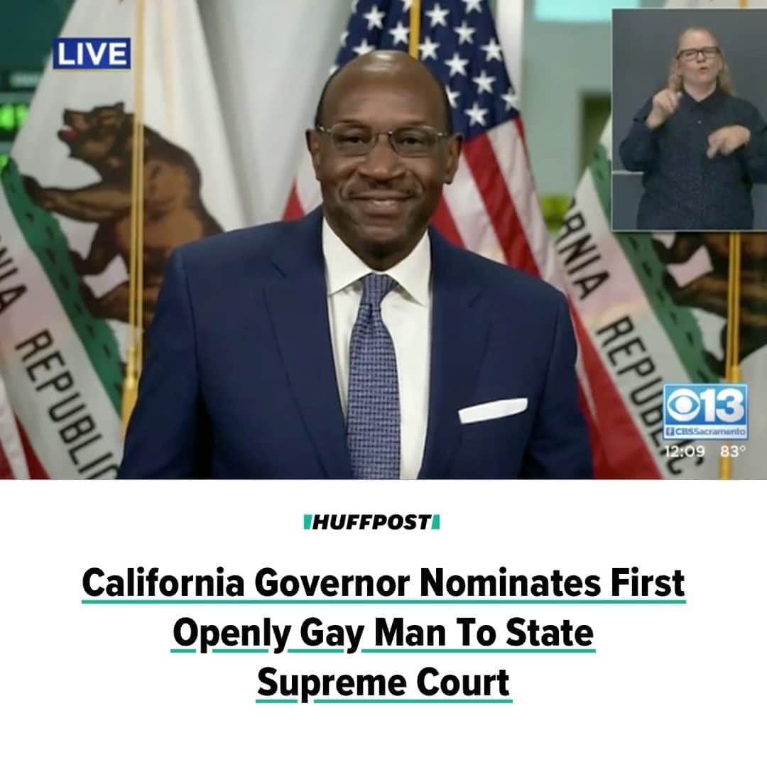 Huffington Postさんのインスタグラム写真 - (Huffington PostInstagram)「California Gov. Gavin Newsom nominated an openly gay man to the state’s Supreme Court for the first time in California history on Monday.⁠ ⁠ Justice Martin Jenkins, a former prosecutor and judge, accepted the nomination at a press conference with Newsom. If the state’s Commission on Judicial Appointments confirms Jenkins, as it is expected to do, he will be the first Black man to serve on the court in 29 years and the first openly LGBTQ person ever to join the team of justices. ⁠ ⁠ Jenkins, 66, delivered deeply personal remarks Monday about the influence his  sexual orientation has had on his career. “Anyone who knows me knows my identity as a gay man has been the greatest challenge of my life,” he said.⁠ ⁠ “It has not been easy,” he continued. “But I want to say today to those young people who may be watching ... that I am not here in spite of the struggle; I’m here because of the struggle.”⁠ ⁠ Being his “authentic self,” Jenkins concluded, is what helped him make it to this point in his career.⁠ ⁠ “I want these young people to know that living a life of authenticity is the greatest gift you can give yourself,” he said. “And if you do that, you too will find yourself in a position where people see you. ... Thank you, Governor Newsom, for seeing me.”⁠ ⁠ Jenkins, who was born in San Francisco to a nurse and a Coit Tower janitor, has been Newsom’s judicial appointments secretary since January 2019 ― a role for which he came out of retirement. Prior to that, he served as a justice in the California Court of Appeals and as a judge in the U.S. District Court of Northern California. He also briefly played professional football for the Seattle Seahawks. ⁠ ⁠ See his speech at our link in bio. // 📷 CBS Sacramento」10月6日 23時25分 - huffpost