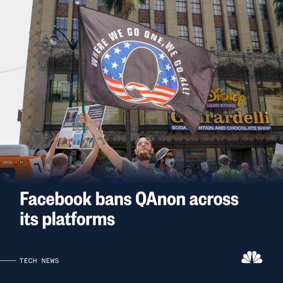 NBC Newsさんのインスタグラム写真 - (NBC NewsInstagram)「BREAKING: Facebook said Tuesday that it is banning all QAnon accounts from its platforms, a significant escalation over its previous action and one of the broadest rules the social media giant has put in place in its history.⁠ ⁠ Full story at the link in our bio.⁠ ⁠ 📸 Kyle Grillot / @afpphoto⁠」10月7日 6時16分 - nbcnews