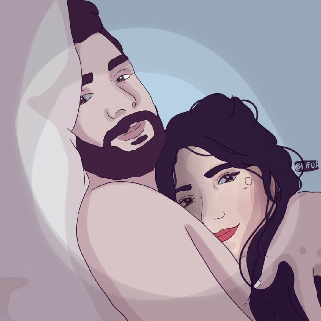 のインスタグラム：「Mi amiguito y su compa hoy subieron esta foti y me dio mucha ternura así que pintó dibujarles.  Los tkm, y les deseo que ojalá tengan un Santitish en sus vidas. 💜」