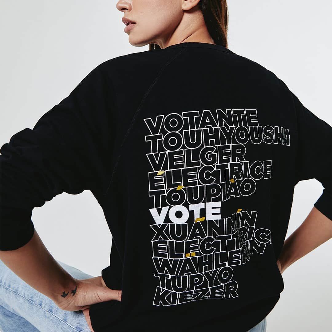 のインスタグラム：「Let's all Vote.  Our new voter crew is now back in stock with voter diversity on full display. How do you spell "Voter"?」