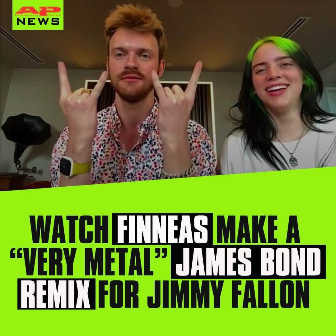 Alternative Pressさんのインスタグラム写真 - (Alternative PressInstagram)「WATCH: @finneas put his producing skills to the test and created a “very metal” remix of “No Time To Die” just for @jimmyfallon on ‘The Tonight Show’ (@FallonTonight)⁠ LINK IN BIO⁠ .⁠ .⁠ .⁠ #finneas #jamesbond #notimetodie #billieeilish #jimmyfallon #thetonightshow #fallontonight #altpress #alternativepress」10月7日 13時01分 - altpress