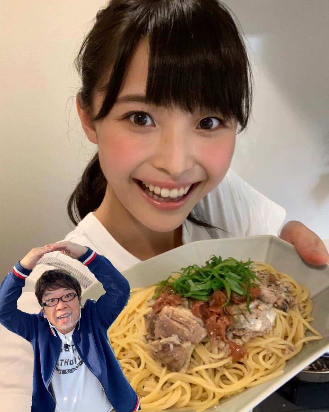 渡邊渚さんのインスタグラム写真 - (渡邊渚Instagram)「もしもツアーズでお世話になっているキャイ〜ンの天野さんがYouTubeチャンネルでやっている『天野めし』を真似して、鯖缶パスタを作ってみました✨ 普段料理をほとんどしない私でも簡単にできました！ 難しい味付けの作業がなく、YouTube通りやっていたらおいしくなるという魔法のレシピでした😍  明日、作っている様子をリールで投稿する予定なので、お楽しみに〜😊 みなさんもぜひ作ってみてください！  天野さん、雑な合成の仕方で申し訳ありません〜！！😂笑  #天野めし#キャイ〜ン#天野ひろゆき さん #おうちごはん#料理#手料理#鯖パスタ#パスタ#鯖#サバ#サバパスタ#サバ缶#サバ缶レシピ#おうち時間」10月7日 18時00分 - watanabenagisa_