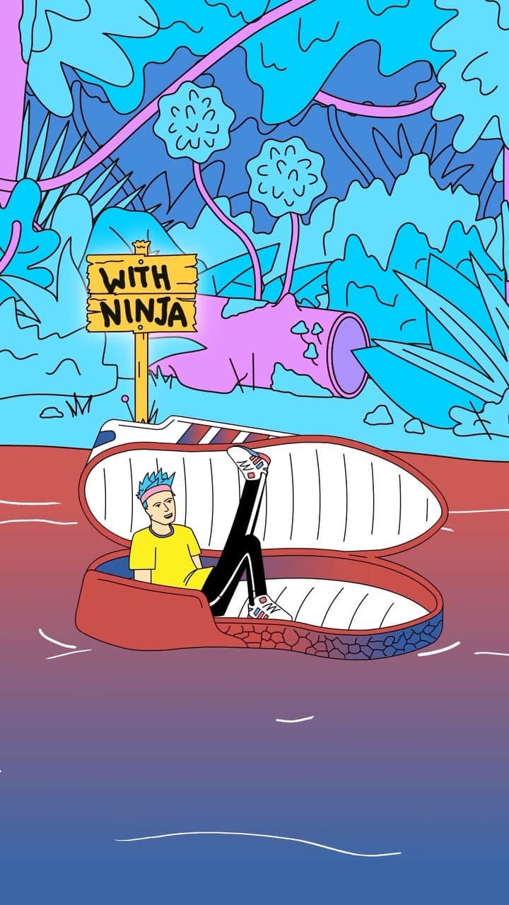 のインスタグラム：「Bending time and space? Weird flex, but okay. Open your mind with @ninja and explore the wibbly, wobbly world of flexibility on another episode of the Stream of ConZXiousness.#adidasZX 2K BOOST, available now at adidas.com/ZX」