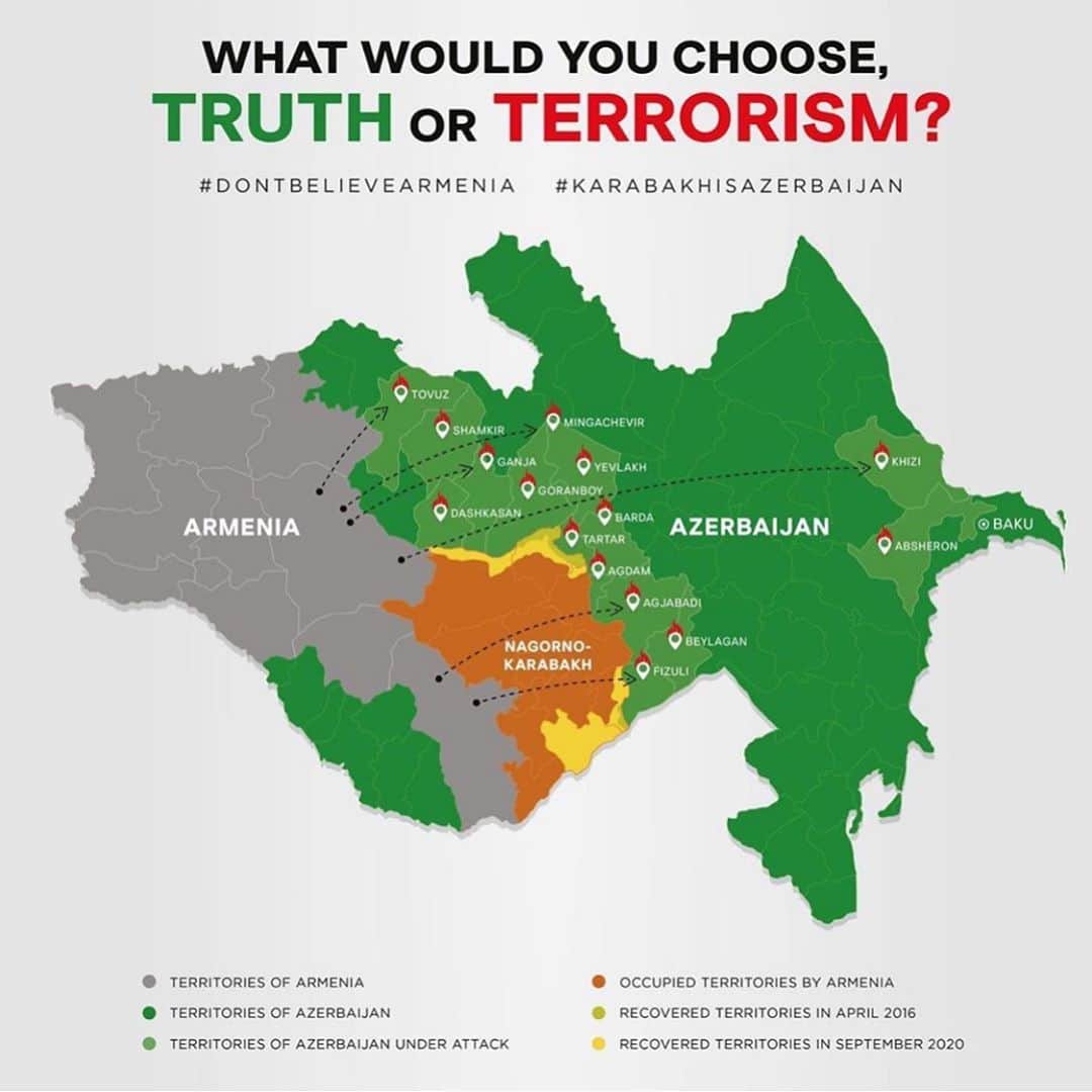 WildLifeのインスタグラム：「What do we see?⁣ A friendship between two nations, which had lasted for decades, in an instant, was destroyed by Armenia’s separatist ideology and government.⁣ ⠀⁣ Armenia, do you remember the cruelties you have inflicted on to your Azerbaijani neighbours during your #occupation of #Karabakh?⁣ Do you remember what you did in 1992 to the entire town of #Azerbaijan civilians? #Khojaly⁣ ⠀⁣ Azerbaijani land has been under the illegal military #occupation of Nagorno-Karabakh by #Armenia for 28 years. Nearly a million Azerbaijanis have been expelled of their home so that 150 thousand Armenians can occupy it for themselves.⁣ Nagorno-Karabakh is not a “disputed territory”. It’s an internationally recognized part of Azerbaijan, which has been illegally occupied by Armenia for almost 30 years.⁣ ⁣ Armenia didn't stop at #NagornoKarabakh and continued the ethnic cleansing. As a result, 7 adjacent regions, which Armenia had never claimed before, were occupied. Having expelled nearly a million Azerbaijanis from their home, Armenia called these 7 regions a "buffer zone".⁣ ⁣ For 28 years Armenia has ignored a series of international documents and resolutions, including 4 UN Security Council resolutions demanding Armenia’s immediate withdrawal out of the occupied territories of Azerbaijan.⁣ ⠀⁣ Are you willing to donate 20% of your homeland to Armenia? Are you willing to donate to terrorism?⁣ ⠀⁣ A million Azerbaijani refugees have been waiting 30 years to return to their home. Out of the entire occupied area, the 7 regions are not even disputed but simply hold under military occupation. We want to return home. We want a peaceful sky over our heads and our lands under feet.⁣ ⠀⁣ The world is being coerced by the wealthy Armenian lobby and fabricated propaganda to support an illegal military occupation of #NagornoKarabakh by Armenia when the United Nations have been demanding their withdrawal out of Azerbaijan since 1993.⁣ ⠀⁣ Yes, #PeaceforArmenia but first #PeacetoAzerbaijan and #justiceforrefugees !!!⁣ ⠀⁣ #StopArmenianTerrorism ⁣ #StopArmenianOccupation ⁣ #FreeKarabakh⁣ #DontbelieveArmenia⁣ #StopArmenianAggression #StopArmenianAgression @bbcnews @cnn @unitednations」