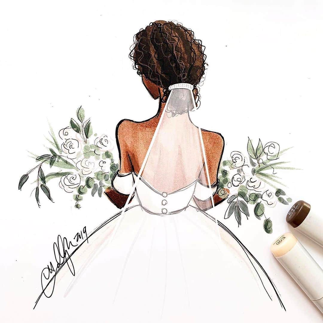 Holly Nicholsさんのインスタグラム写真 - (Holly NicholsInstagram)「Bride in Bloom 🎨 Hnillustration.Etsy.com  #bride #illustration #copics」10月7日 20時56分 - hnicholsillustration