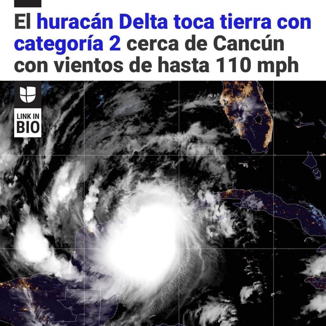Despierta Americaさんのインスタグラム写真 - (Despierta AmericaInstagram)「El #huracán Delta tocó tierra a lo largo de la costa del noreste de #México, cerca de Puerto Morelos, alrededor de las 5:30 am hora del Centro.  El Centro Nacional ed Huracanes (NHC, por sus siglas en inglés) indicó que #Delta llegó con vientos máximos estimados de 110 mph. Vía: @uninoticias」10月7日 21時07分 - despiertamerica