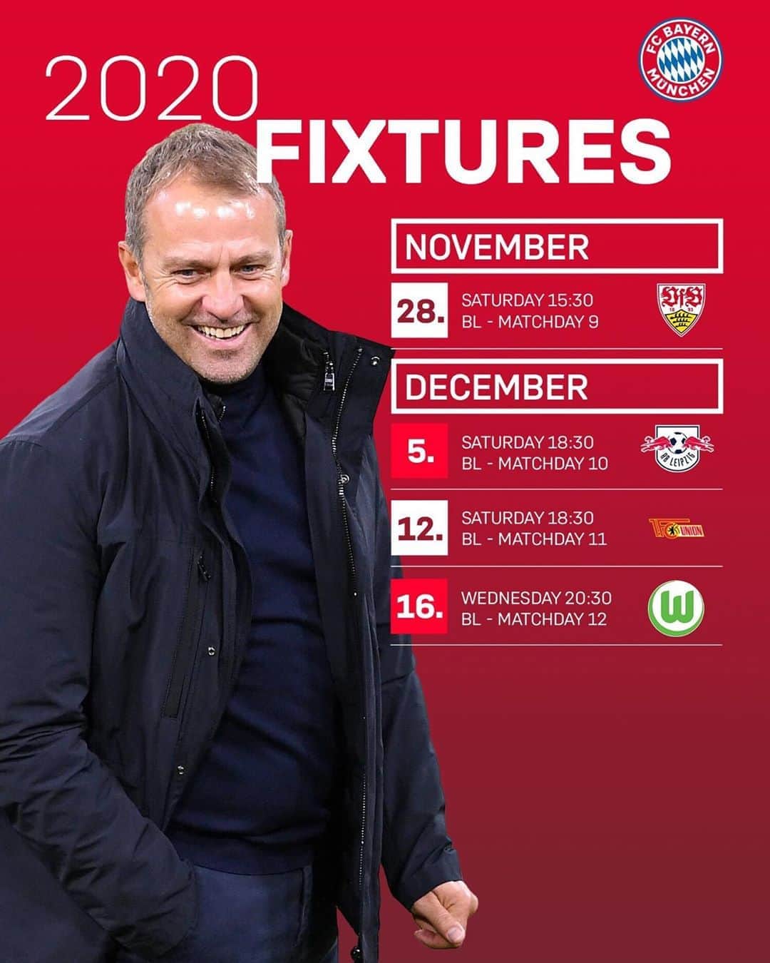 バイエルン・ミュンヘンさんのインスタグラム写真 - (バイエルン・ミュンヘンInstagram)「📆✍️ #Bundesliga matchdays 9-12 have been officially scheduled! 👀  #FCBayern #MiaSanMia」10月7日 21時44分 - fcbayern