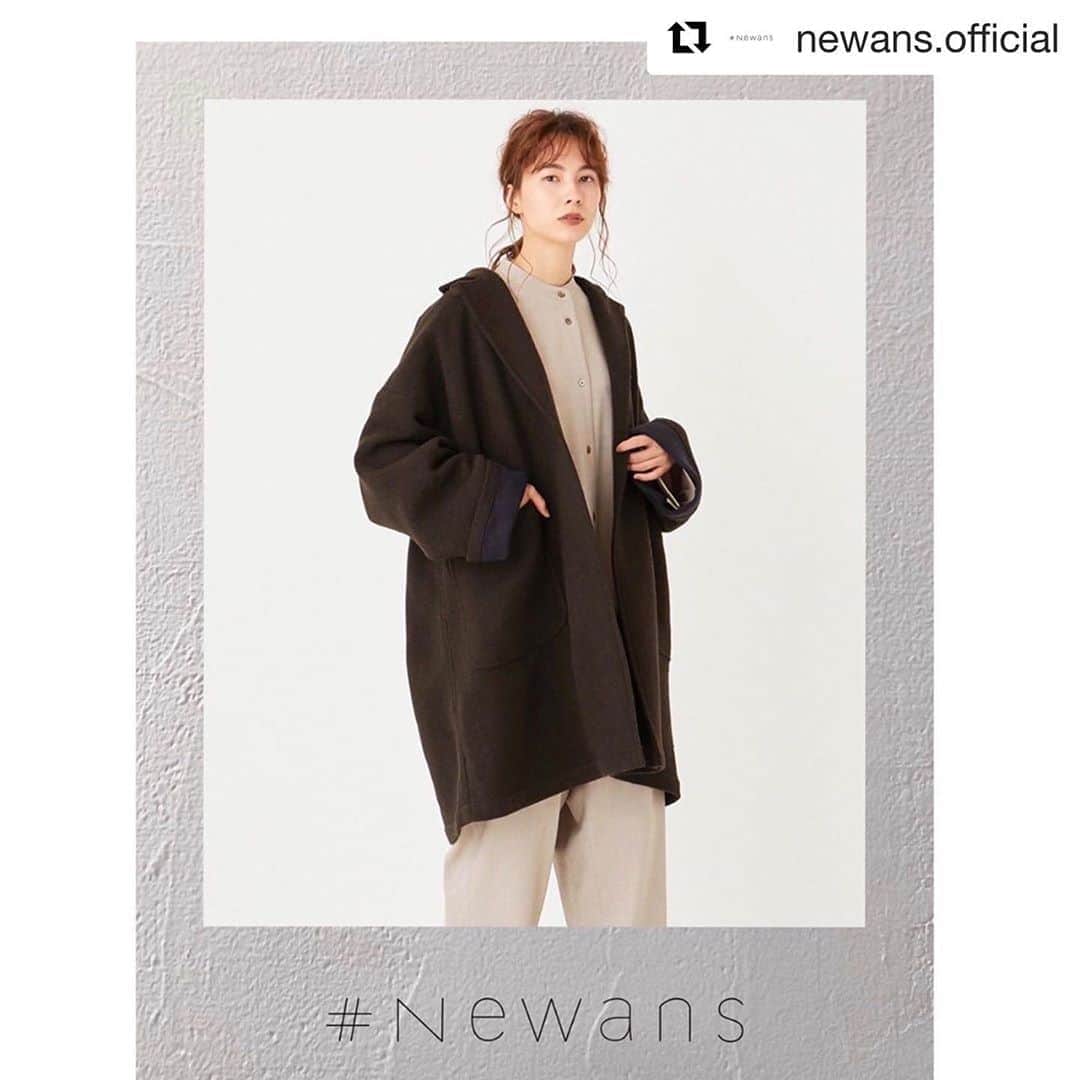 亀恭子のインスタグラム：「@newans.official と コラボコート作りました。  発売開始してます。 是非見てみて下さい❤︎  詳しくは、 @newans.official アカウントから。  そして、10/7金曜日締め切りでプレゼント企画もやってます。 間も無く〆切です！  #Repost @newans.official with @get_repost ・・・  \ OUTER PREORDER START /﻿ ﻿ アウターの予約が開始しました！﻿ ぜひトップURLから覗いてみてください！﻿ ﻿ ﻿ ﻿ エアリーウールリバーコート﻿ 品番:SCNEBW0502﻿ ﻿ ﻿ ﻿ #Newans﻿ #ハッシュニュアンス」