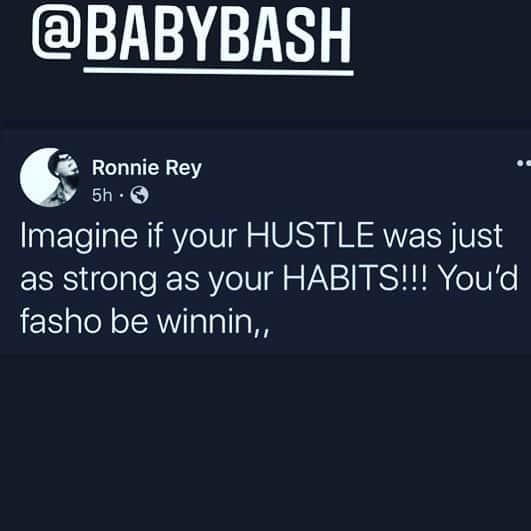 ベイビー・バッシュさんのインスタグラム写真 - (ベイビー・バッシュInstagram)「Imagine that!! Self Control is the BEST control!! Shake all them Negative Habits and Focus in On your Grind,Grit,and Hustle!! (Quit worrying about other people and DO YOU)」10月8日 0時46分 - babybash