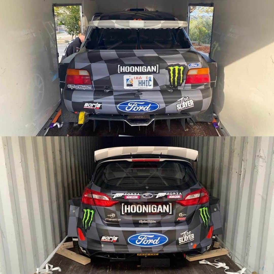 ケン・ブロックさんのインスタグラム写真 - (ケン・ブロックInstagram)「One race car shipping home from a win at a race (Cossie V2 leaving San Marino in a trailer) as another race car is shipping to Barbados (Ford Fiesta R5 leaving M-Sport in a shipping container). #BlockEscortCossieV2 #FordFiestaR5」10月8日 0時57分 - kblock43