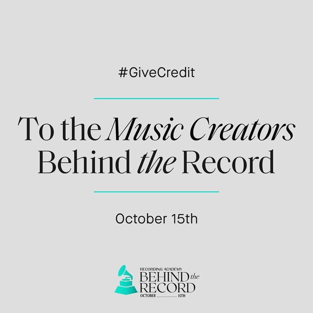 The GRAMMYsさんのインスタグラム写真 - (The GRAMMYsInstagram)「Ultimately, it’s more than a day! Last October we sparked the conversation.   This October we plan to expand, inspire, and endure.  #BehindTheRecord brings the names of producers, mixers, engineers, songwriters, composers, and other collaborators who work behind the record to the front––recognizing those who work tirelessly behind the scenes. Register to #GiveCredit—link in bio.」10月8日 1時29分 - recordingacademy