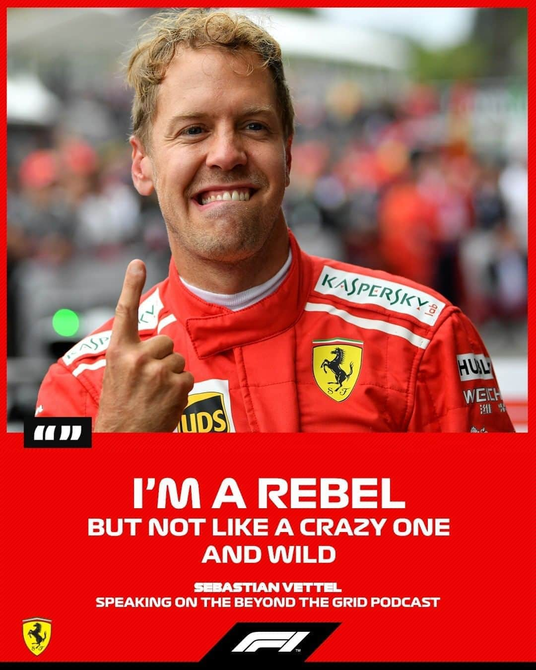 F1さんのインスタグラム写真 - (F1Instagram)「Whatever you say, Seb! 😜  He spoke candidly about himself, his career, his future and so much more on the Beyond The Grid podcast 🎙  Tune in on F1.com, or on your favourite place to get your podcasts 📲  #F1 #Formula1 #Motorsports #BeyondTheGrid @scuderiaferrari #SebastianVettel #Vettel」10月8日 1時35分 - f1