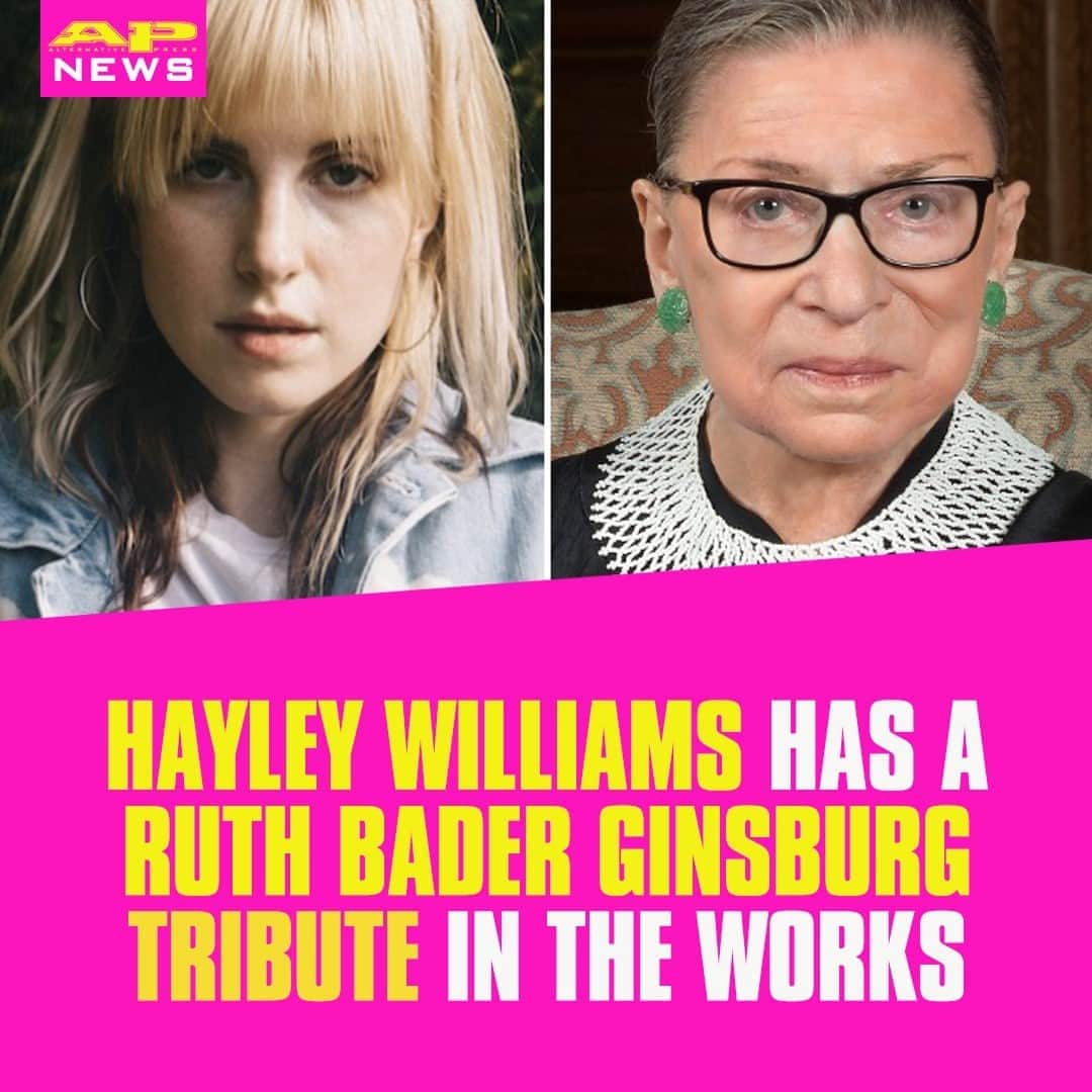 Alternative Pressさんのインスタグラム写真 - (Alternative PressInstagram)「It looks like we will get to see @yelyahwilliams perform again soon as part of a tribute to late Supreme Court Justice Ruth Bader Ginsburg⁠ LINK IN BIO⁠ .⁠ .⁠ .⁠ #hayleywilliams #ruthbaderginsburg #supremecourt #ruthbaderginsburgtribute #hayleywilliamstribute #altpress #alternativepress」10月8日 3時02分 - altpress