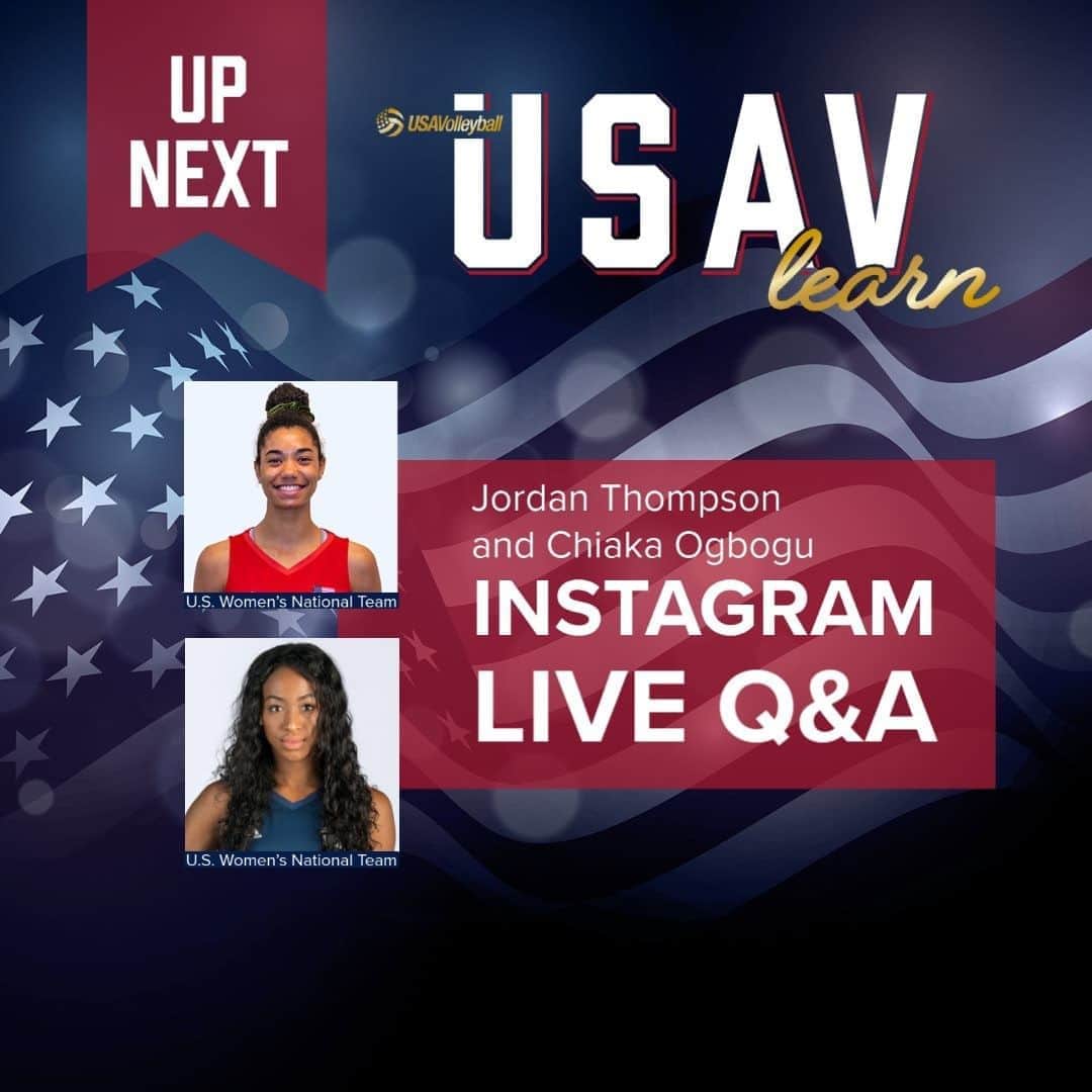 USA Volleyballさんのインスタグラム写真 - (USA VolleyballInstagram)「TOMORROW‼️ Tune in at 11am PT for a special Live Q&A on the USA Volleyball Instagram with U.S. Women's National Team athletes @jtomm19 and @chiaka11! 🇺🇸 They will discuss what training and competing overseas looks like during the pandemic, Jordan's first professional season and MORE! #USAVlearn #BackontheCourt🏐  They will answer questions from the viewers, so come ready and learn more about these two #TeamUSA stars! 🤩」10月8日 3時04分 - usavolleyball