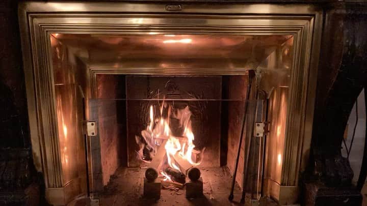 アレクシマビーユのインスタグラム：「First 🔥 at home @alexismabille #gold #flames #fire #fireplace #wood #noise #cheminee #fireforce #warm #comfy #chill #homesweethome」
