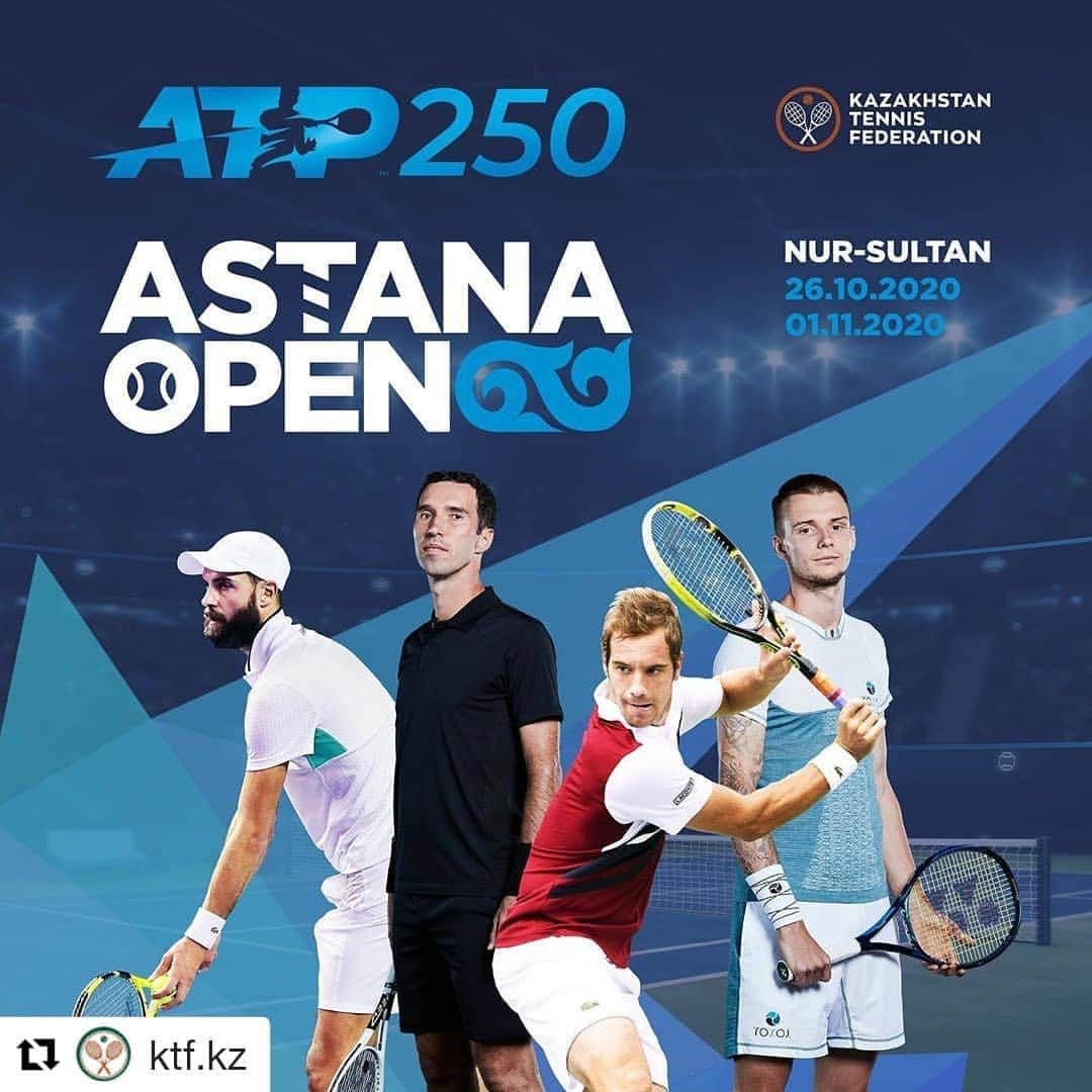 ミハイル・ククシュキンのインスタグラム：「🎾ATP 250 "Astana Open" World Tour will be held in Kazakhstan for the first time  🇰🇿The Tennis Federation of Kazakhstan received the right to host one of the most prestigious tournaments in the world under the auspices of the Association of Tennis Professionals ATP 250 "Astana Open" in Nur-Sultan with a prize fund of $275,000.   The tournament will be held from October 26 to November 1, 2020 and will bring together more than 60 participants in the world's TOP-100. The world's strongest tennis players have already confirmed their participation - Benoit Paire (26), Adrian Mannarino (39), John Millman (43) and others. Alexander Bublik (49), Mikhail Kukushkin (88) and Dmitry Popko (171) will represent the Kazakhstan national tennis team.   🧑🏻‍💻All matches will be available online. Our International partner, IMG, will broadcast in all key regions of the world. The rights for exclusive broadcasting in Kazakhstan were granted to QAZSPORT broadcasting company. _____________ 🎾ATP 250 «Astana Open» әлемдік туры алғаш рет Қазақстанда өтеді  🇰🇿Қазақстанның теннис федерациясы Кәсіпқой теннисшілер қауымдастығының ATP 250 әлемдегі ең беделді турнирлерінің бірі - «Astana Open» турнирін Нұр-Сұлтан қаласында өткізу құқығына ие болды.   Турнир 2020 жылдың 26 қазаны мен 1 қараша аралығында өтеді және әлемдік рейтингтің бірінші жүздігінің 60-тан астам қатысушысын жинайды. Әлемнің ең мықты теннисшілері өз қатысуын растады - Бенуа Пер (26), Адриан Маннарино (39), Джон Миллман (43) және т.б. Теннистен Қазақстан ұлттық құрамасында Александр Бублик (49), Михаил Кукушкин (88) Дмитрий Попко (171) және т.б. өнер көрсетеді.  🧑🏻‍💻Біздің барлық матчтарымыз онлайн-трансляция режимінде көрсетіледі. Халықаралық серіктесіміз IMG компаниясы әлемнің барлық негізгі өңірлерінде трансляцияны жүзеге асырады, Қазақстан аумағында эксклюзивті хабар тарату құқығына «QAZSPORT» арнасы ие болды.  #AstanaOpen #ATP250 #kaztennis #kazakhstantennisfederation」