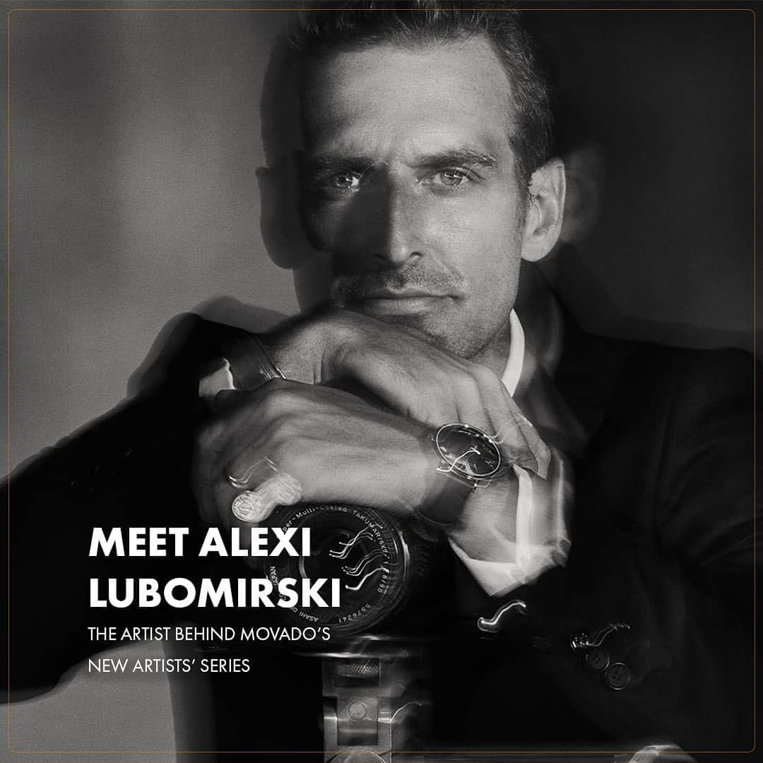 モバードのインスタグラム：「We are thrilled to announce our next Artists' Series: internationally renowned celebrity photographer, vegan and philanthropist @alexilubomirski. Alexi's interpretation of time is displayed on the iconic museum dial through his photography and for the first time ever, with vegan straps!  #AlexiXMovado #Movado」
