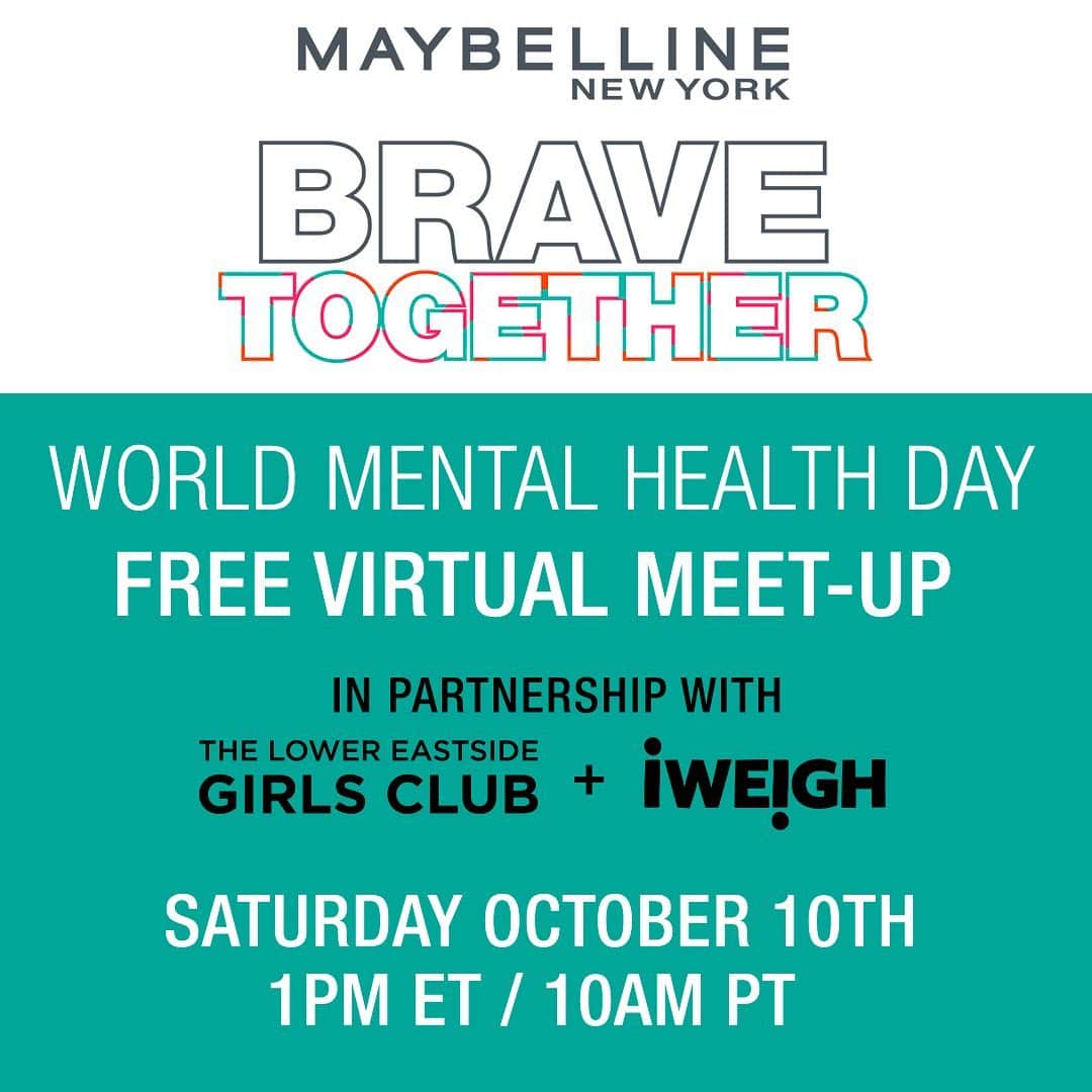 Maybelline New Yorkさんのインスタグラム写真 - (Maybelline New YorkInstagram)「Join us on World Mental Health Day on Saturday, 10/10 for a free virtual mental health panel in partnership with @i_weigh and @girlsclubny! This event is to inspire open and honest conversations and encourage emotional wellbeing at a time when we need it most. Swipe to meet our amazing roster of experts including @jameelajamilofficial, @kahlanabarfield, @dovecameron, @erinparsonsmakeup, @aichaxc, and @elyse.fox. Head to our Instagram Story and swipe up to register and reserve your spot! Tag a friend and join in the conversation by tagging us and #bravetogether! 💖」10月8日 5時43分 - maybelline