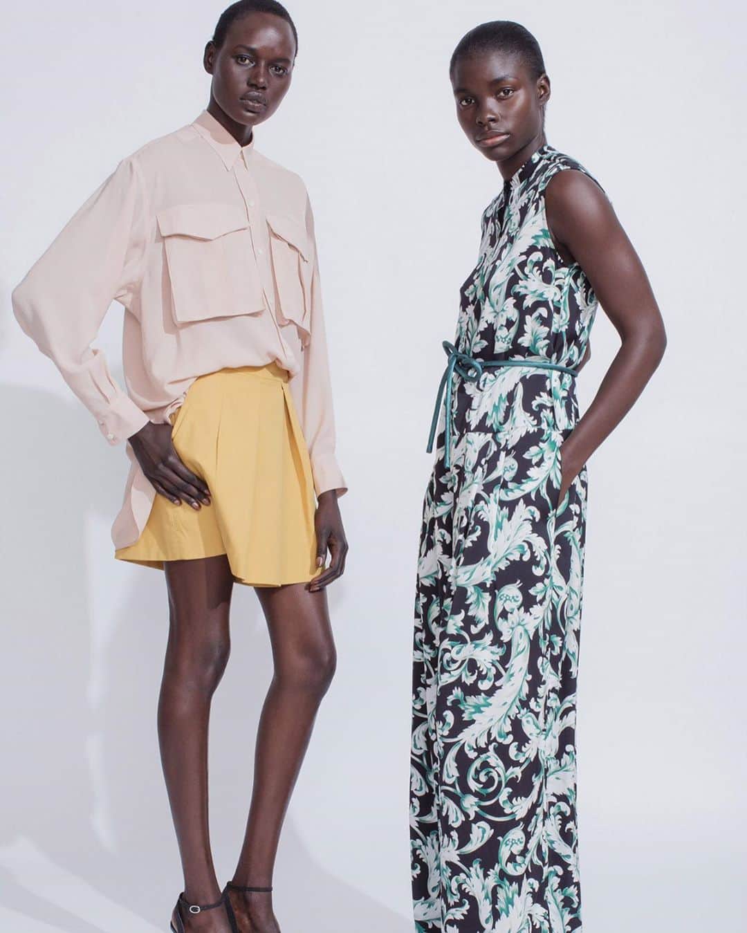 トームさんのインスタグラム写真 - (トームInstagram)「#Tome #Resort15 inspired by @jackie_nickerson   NEW YORK, JUNE 1, 2014 by MAYA SINGER  For this, the Tome boys' first Resort collection, photographer Jackie Nickerson served as their art goddess muse. A review of her show at the Jack Shainman Gallery earlier this year referred to the "social contract" of photography—as the scholar Ariella Azoulay put it, "The bond created when we gaze into the face of someone in a photograph and feel obligated to fight for social change." So it's probably no coincidence that the Tome collection Nickerson inspired coincides with the launch of its White Shirt Project, an initiative to benefit Katie Ford's anti-trafficking foundation, Freedom for All. As Tome's Ryan Lobo explained, he and partner Ramon Martin don't see this as a one-off—they'd like to make the project vertical in its do-gooderism, setting up factories where emancipated sex workers can train to sew, and then make the next generation of shirts that will benefit the foundation. Lobo and Martin should be applauded for their ambition.    It's not clear that seeing Nickerson's show Terrain was the direct impetus for Tome's launch of the White Shirt Project. What is clear, if you've seen her photographs of African farmworkers, is that they had a very direct influence on the look of Tome's clothes—everything from the leafy silk print to the unusually varied palette, which ranged from rose pinks and mauves to mustard yellow, earthy greens, and brown. Riffing on the African theme, but in another way, Lobo and Martin also paid subtle homage to YSL's legendary Safari collection, with looks that incorporated safari jacket pockets and laces. There was a sporty vibe here in general, with a couple of dressy anoraks, blouson shorts, and button-downs with tails meant to stay untucked. The dressier looks, meanwhile, were best when simple—a spaghetti-strap pencil dress in white with a light touch of pleats was a standout. Lobo and Martin also updated their signature lace looks, executing them in easy shapes, with black rubber zips that gave the pieces a little Belle de Jour frisson (another wink at YSL?). Elsewhere, there were new versions of tried-and-true Tome items—」10月8日 5時51分 - tomenyc