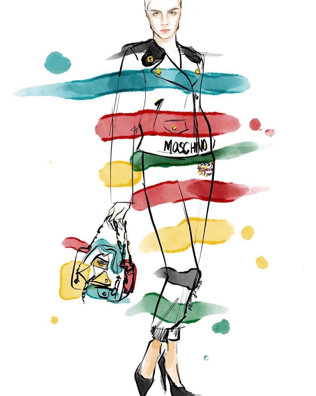 Moschinoさんのインスタグラム写真 - (MoschinoInstagram)「#Repost @justjain_ ・・・ Special capsule by @itsjeremyscott @moschino for @hudsonsbay ... #hbxmoschino #jeremyscott #moschino #fashion #hbstyle #illustration #fashionart #fashionart #fashionillustrator #watercolor #watercolorart」10月8日 7時27分 - moschino