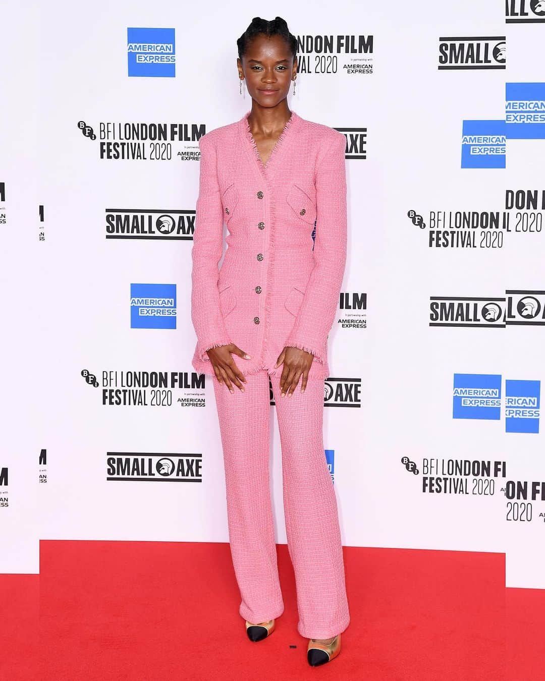 Just Jaredさんのインスタグラム写真 - (Just JaredInstagram)「Letitia Wright wears a pink power suit to the BFI Festival premiere of her new movie #Mangrove in London #LetitiaWright Photos: Getty」10月8日 10時36分 - justjared