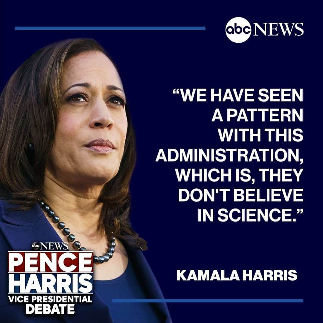 ABC Newsさんのインスタグラム写真 - (ABC NewsInstagram)「Sen. Harris when responding to a question on climate change: "We have seen a pattern with this administration, which is, they don't believe in science." #VPDebate #KamalaHarris #MikePence」10月8日 11時10分 - abcnews