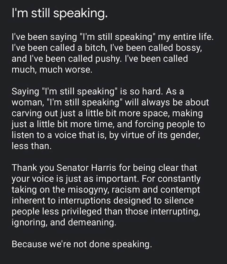 キャロル・ラドジウィルのインスタグラム：「This will resonate with every single woman.  Thank you @kamalaharris 👭I’ve been saying this my whole damn life.  #STFU #votebidenharris2020 🇺🇸🇺🇸」