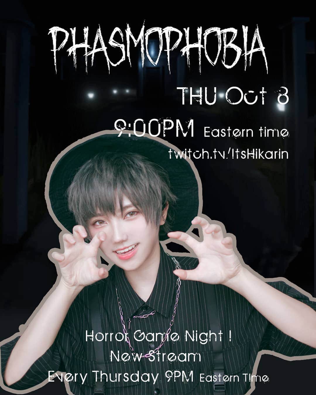 ひかりんのインスタグラム：「Tomorrow night we shall venture into get another Horror game💀 I am thinking of streaming on twitch every Thursday at 9pm Est in the future , let me know in the comments if that's a good time or if there's any time you would prefer ! . And don't forget ! This Sunday is the grand opening of our Geist Server , we will be streaming that at 8AM EST. You can be part of the stream if you register at GeistCraft.com on Oct 10 ! . #twitch #phasmophobia」