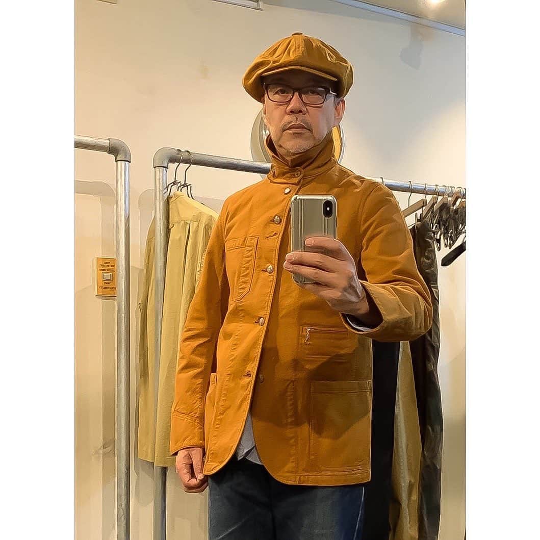 のインスタグラム：「雨降りで肌寒い東京です。 刺し子Birmingham jk チンストラップまで締めるとちょうど良い感じです。  #soundman #サウンドマン #2020aw #mensfashion #heritagestyle  #heritagemenswear  #madeinjapan  #workwear #coverall  #workjacket #vintagestyle #少量生産 #sashiko」