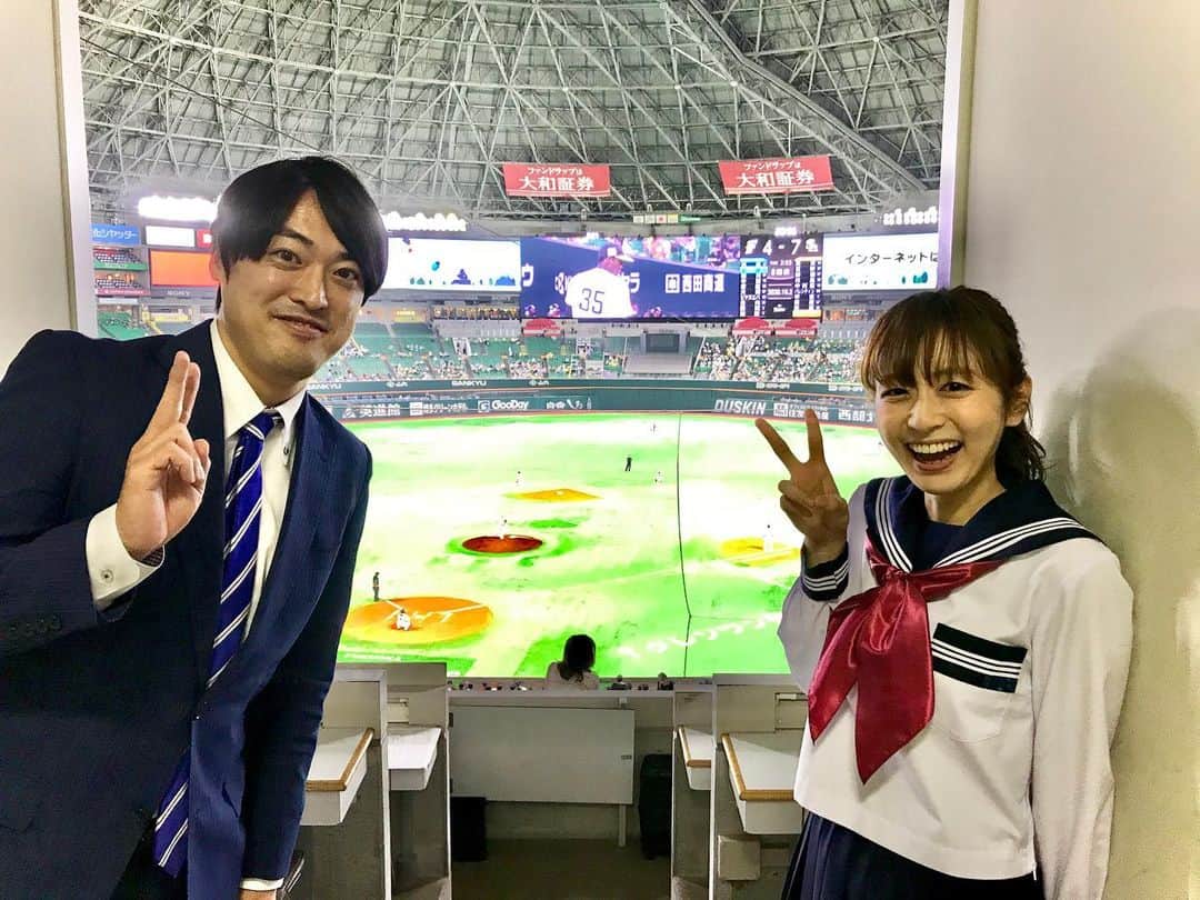 のインスタグラム：「⚾️ 先日の野球中継後！ 舞さん、副音声お疲れ様でした！ ・ #福岡くん。 #今週から週1レギュラーに #毎週日曜日放送 #伊藤先輩も毎週出演！ #この姿がもはやレアじゃなくなる #私も毎週観ます！」