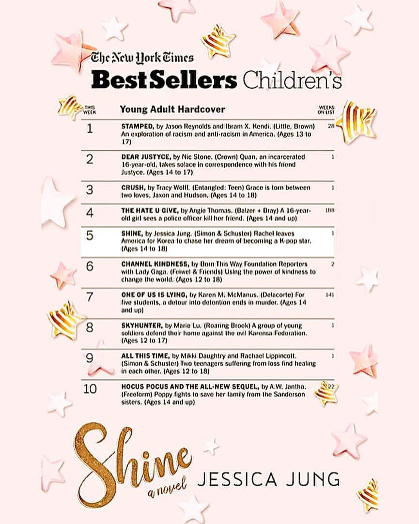 ジェシカ さんのインスタグラム写真 - (ジェシカ Instagram)「#SHINE is officially a New York Times best seller!💛✨🥳🎉 A big thank you to all my readers, my #goldenstars and those who supported me through my debut!  #readSHINE #SHINEeveryday 📖💫」10月9日 2時24分 - jessica.syj