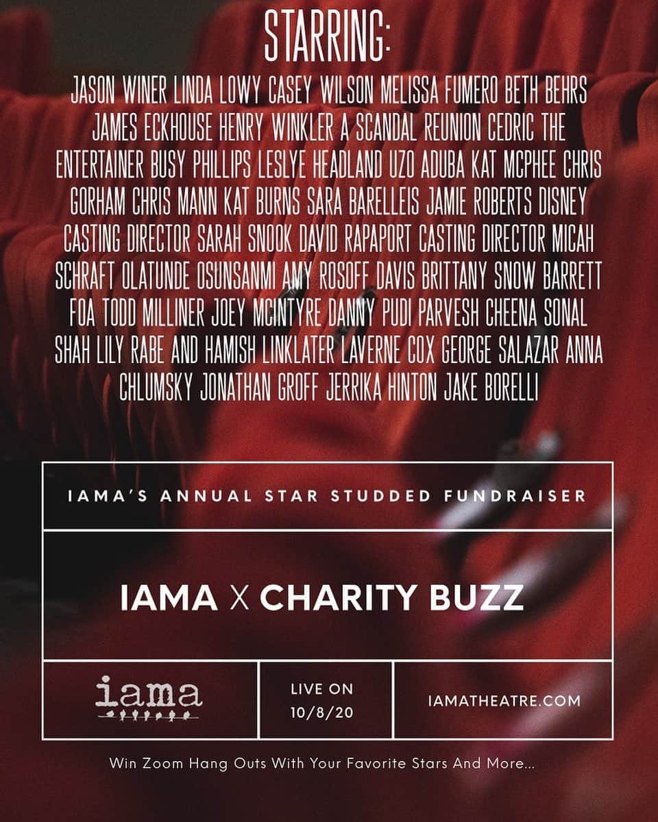 のインスタグラム：「It’s our favorite time of the year!  @charitybuzz + @iamatheatre = SWOON. Check out all the INCREDIBLE things you can bid on now! Link in bio.   AND huge special thanks to my #scandalfam for donating their time! AND @sarabareilles, @caseyrosewilson, @uzoaduba, @bethbehrs, @lavernecox, @veryleslyeheadland, @jasonwiner, @melissafumero, @linnysuelowy, @busyphilipps, @katharinefoster, @sarah_snook, and more for saying YES to me when I bug ya about helping @iamatheatre!!! THANK YOU! 🎭🎭🎭🎭🎭🎭🎭🎭🎭🎭🎭🎭🎭🎭」