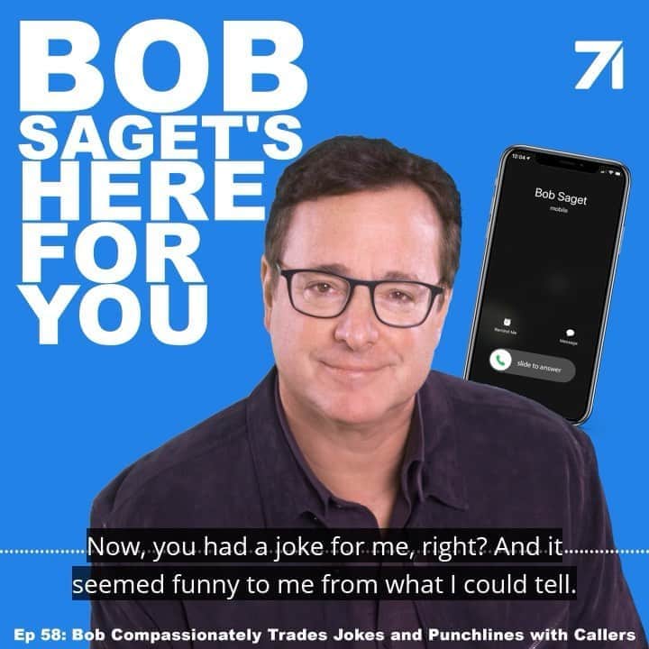 ボブ・サゲットのインスタグラム：「TODAY’S NEW  PODCAST is one where I get to talk to nice people I call, titled: “Bob Compassionately Trades Jokes and Punchlines with Callers”  FOLLOW & SUBSCRIBE at:  https://spoti.fi/3iL37bj   @spotifypodcasts @Spotify @spotifyuk @spotifyaunz @spotifycanada @spotifymx @spotifysa @spotifysuomi @spotifyfrance @spotifyitaly @spotifysweden @spotifybrasil @spotifypoland @spotifyspain @spotifyasia @spotifyrussia @spotifyde @spotifyjp @spotifylatam @spotifyindia @spotifyargentina @spotifyarabia @spotifyksa @spotifynl @studio71us  @studio71uk @studio71fr @studio71it #comedypodcast #podcast」