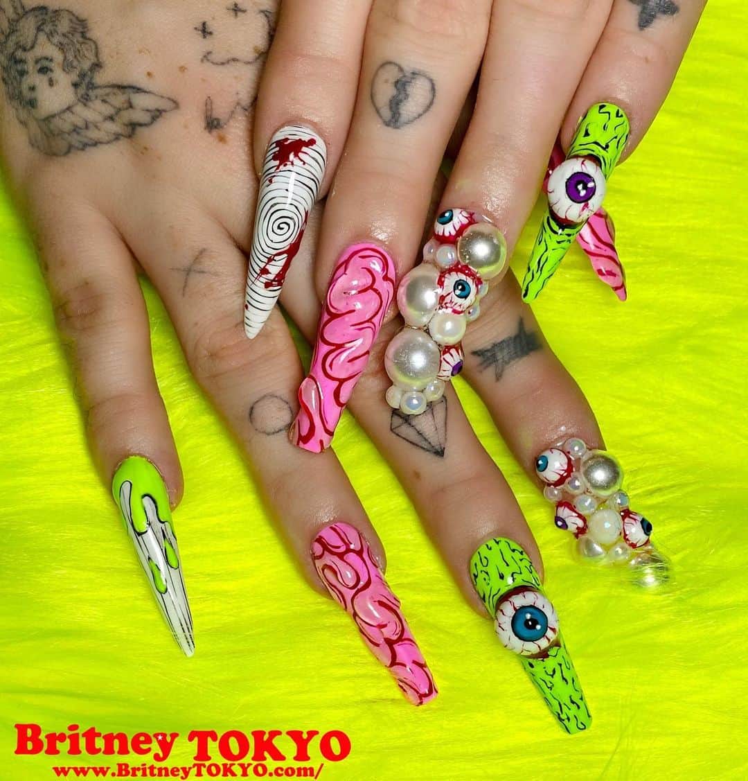 Britney TOKYOさんのインスタグラム写真 - (Britney TOKYOInstagram)「🎃🎃🎃 @faangsmusic   #nailart #nails #halloween #britneytokyo」10月9日 3時39分 - britneytokyo