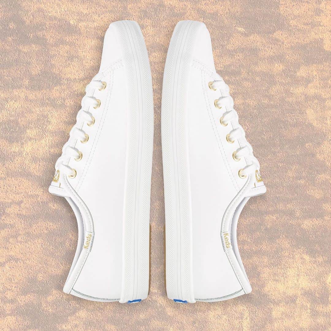 Kedsのインスタグラム：「The Kickstart: THE impossibly cool white sneaker - Seriously soft leather…like, designer purse soft - Topped with gold…like the best things are - Cushiony insoles…like little underfoot pillows - Fresh, minimalist style. What’s not to like?」