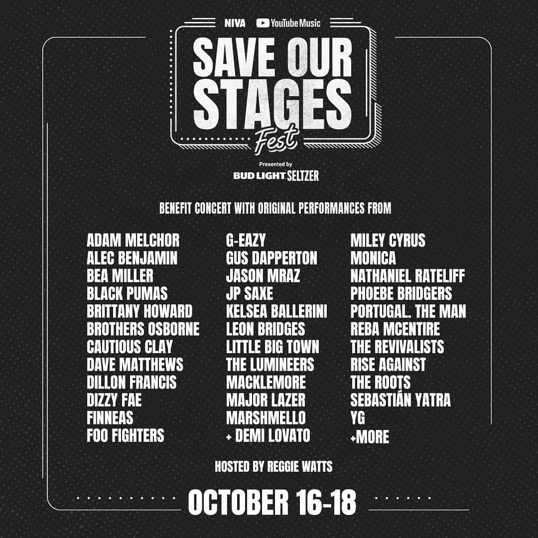 フー・ファイターズさんのインスタグラム写真 - (フー・ファイターズInstagram)「Independent music venues all over the country are closing permanently. The smaller music venues and the ones that are really struggling are not only culturally important they are emotionally important...   Tune into #SOSFEST October 16-18 to catch all new, original performances from Foos (acoustic) and many other artists - all coming to you live from 25 independent venues across the country and directly benefitting the NIVA Emergency Relief Fund. 🤘   Subscribe, set a reminder 🔔 and help us #SaveOurStages at link in bio.   Presented by @nivassoc, @youtubemusic and @budlight Seltzer.」10月9日 0時23分 - foofighters