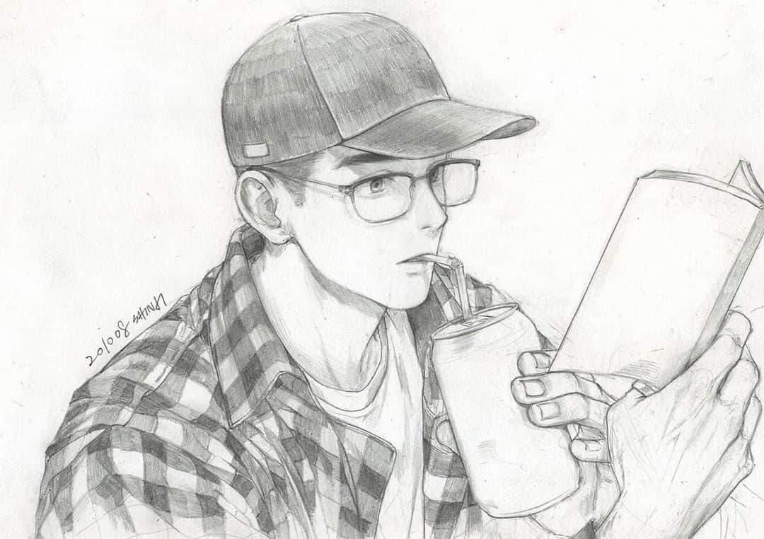 のインスタグラム：「💭 💭 💭  #オリキャラ #オリジナルイラスト #鉛筆画 #お絵描き #illustration #traditionalart #pencilart #originalcharacter #일러스트 #드로잉 #연필드로잉」
