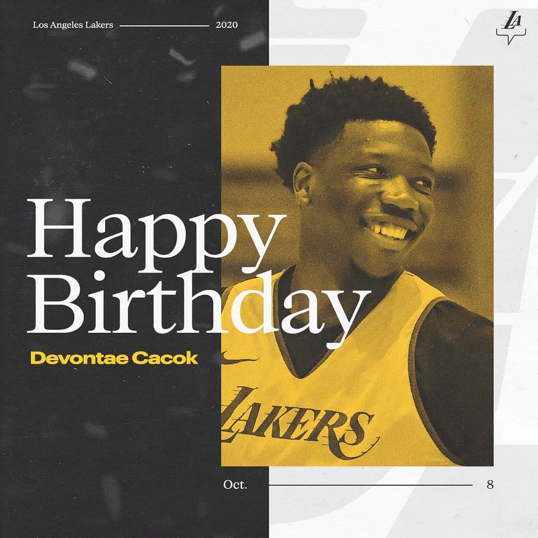 Los Angeles Lakersさんのインスタグラム写真 - (Los Angeles LakersInstagram)「Happy birthday, Rook! Join us in wishing @vontae_15 a very happy birthday 🎂🎉」10月9日 1時00分 - lakers