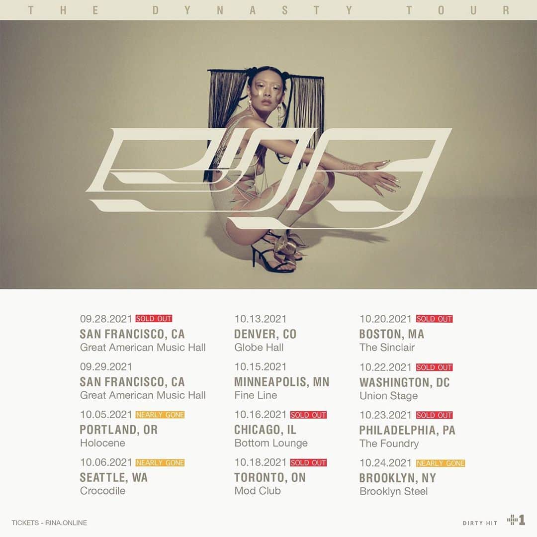 リナ・サワヤマのインスタグラム：「NORTH AMERICAN PIXELS U R INCREDIBLE !!! the US / CAN 2021 new tour dates r nearly sold out ?!!!  28 SEP ~ SAN FRAN ~ GREAT AMERICAN MUSIC HALL ~ SOLD OUT 16 OCT ~ CHICAGO ~ BOTTOM LOUNGE ~ SOLD OUT 18 OCT ~ TORONTO ~ MOD CLUB ~ SOLD OUT 20 OCT ~ BOSTON ~ THE SINCLAIR ~ SOLD OUT 22 OCT ~ WASHINGTON DC ~ UNION STAGE ~ SOLD OUT 23 OCT ~ PHILADELPHIA ~ THE FOUNDRY ~ SOLD OUT  the rest of the dates r selling out FAST !! get ur tickets @ the link in bio !!!」
