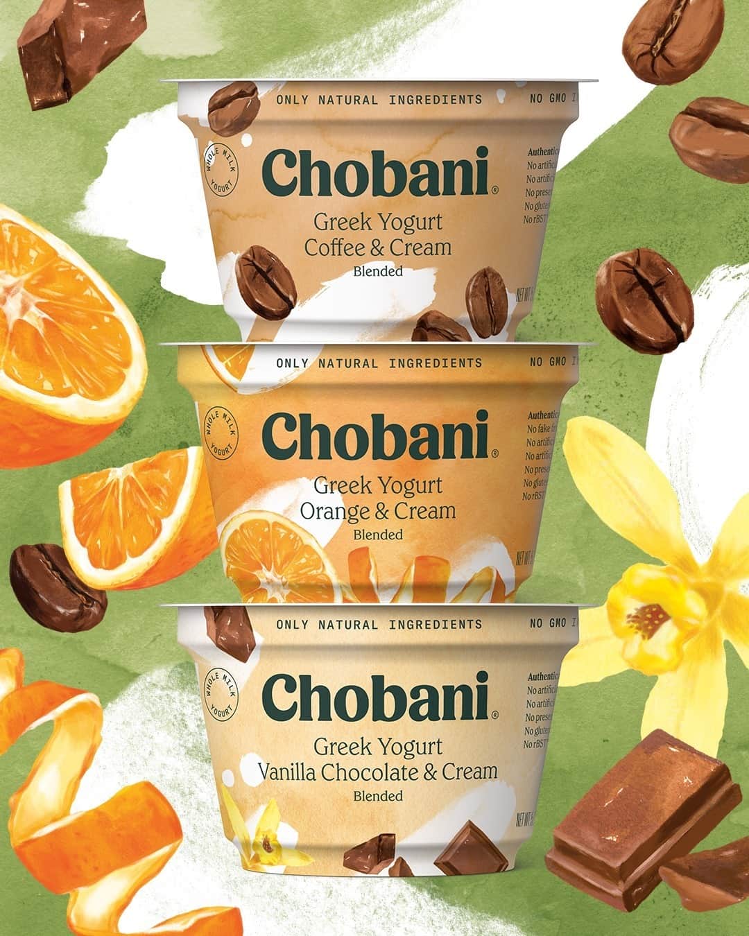 Chobaniのインスタグラム：「Our creamiest, dreamiest Whole Milk Greek Yogurt, beautifully blended with your favorite flavors—nostalgic, new, and soon-to-be-discovered. Which Creamy Blended cup is in your fridge? 🥄」