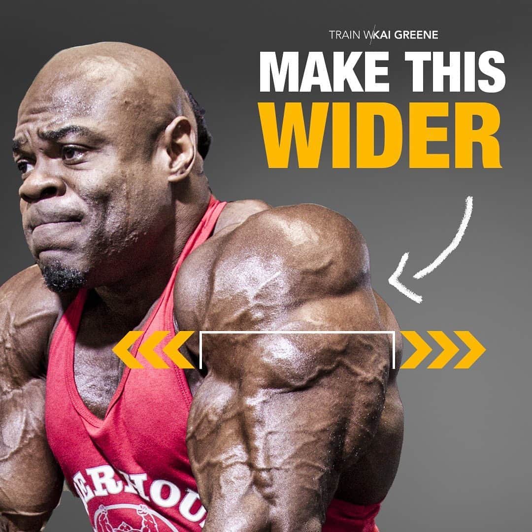 カイ・グリーンのインスタグラム：「💪🏾GET WIDER - HERE’S HOW‼️ Looking to get bigger and wider? Start off with 4-5 sets of rear delts, then side lateral raises, then get right into front raises!!  📲Download My Workouts Directly To Your Phone At Trainwithkai.com  Try doing Barbell Front Raises against a preacher curl rack. I use the rack to prevent myself from swaying aka cheating!!! Start off with a weight that’s comfortable, there's no need for ego lifting. Be sure to use control, and don’t rock!! Trust me when I say this will be a different kind of pump!!」