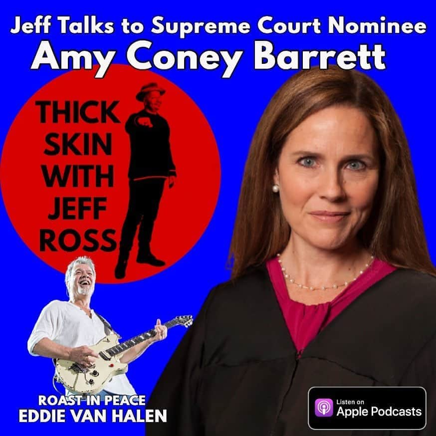 ジェフリー・ロスさんのインスタグラム写真 - (ジェフリー・ロスInstagram)「It's an unprecedented time in America right now, especially in politics, so I decided to call up President Trump's new nominee for the Supreme Court, Judge Amy Coney Barrett and we had a spirited conversation. We also tackle some very "Touchy Subjects", and pay "Roast in Peace" tribute to Eddie Van Halen. Life is hard, let's get through it together. LINK IN BIO. 🇺🇸 @thickskinwithjeffross  #supremecourt #amyconeybarrett #rbg #eddievanhalen @applepodcasts」10月9日 4時30分 - therealjeffreyross