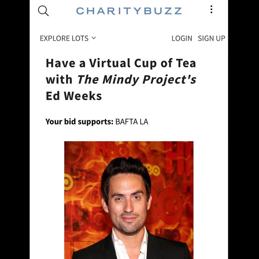 エド・ウィークスのインスタグラム：「Fancy a (virtual) cuppa with me and my tiny, grumpy dog (not pictured)? For a very worthy cause, you can bid now on @Charitybuzz to do just that.  All proceeds go directly to the @BAFTALA Access for All initiative, which works on the belief that a zip code shouldn't determine a future. Starting in local LA high schools, BAFTA's programs open doors to careers in film, games and TV which, let’s face it, we’re all making a lot of use of right now 😬 It’s an industry that needs new faces! And you can help with that by bidding on my old face.  If you're able, please take a look and bid at the link in my bio xx」