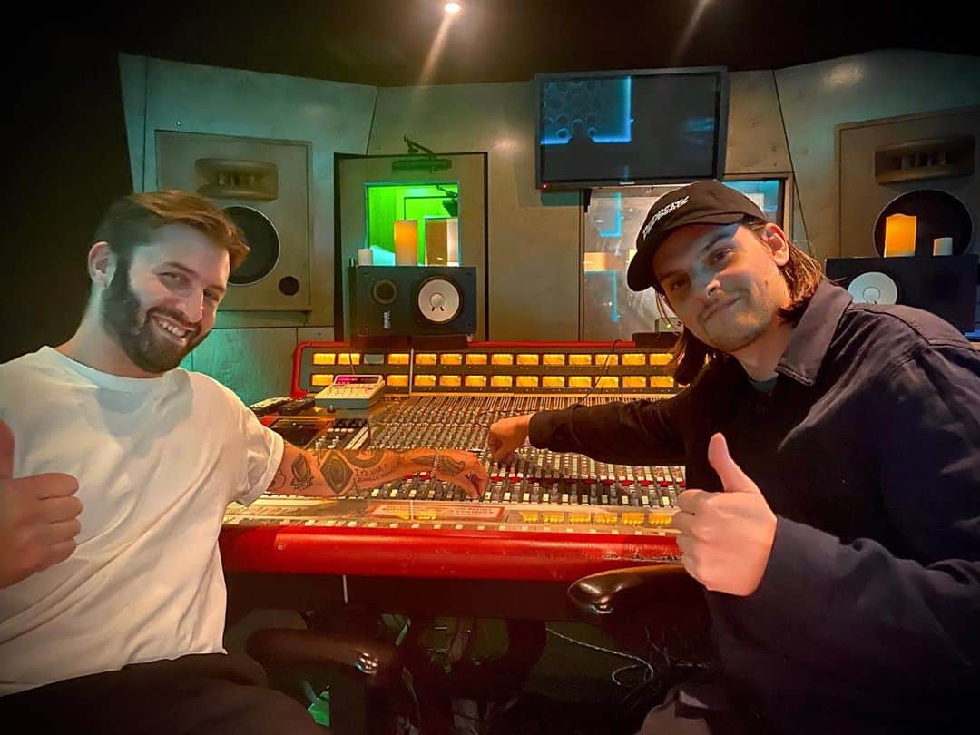 Zeds Deadのインスタグラム：「Here’s a pic of us turning a knob and touching a fader in a studio to let you know we’re working on new music」