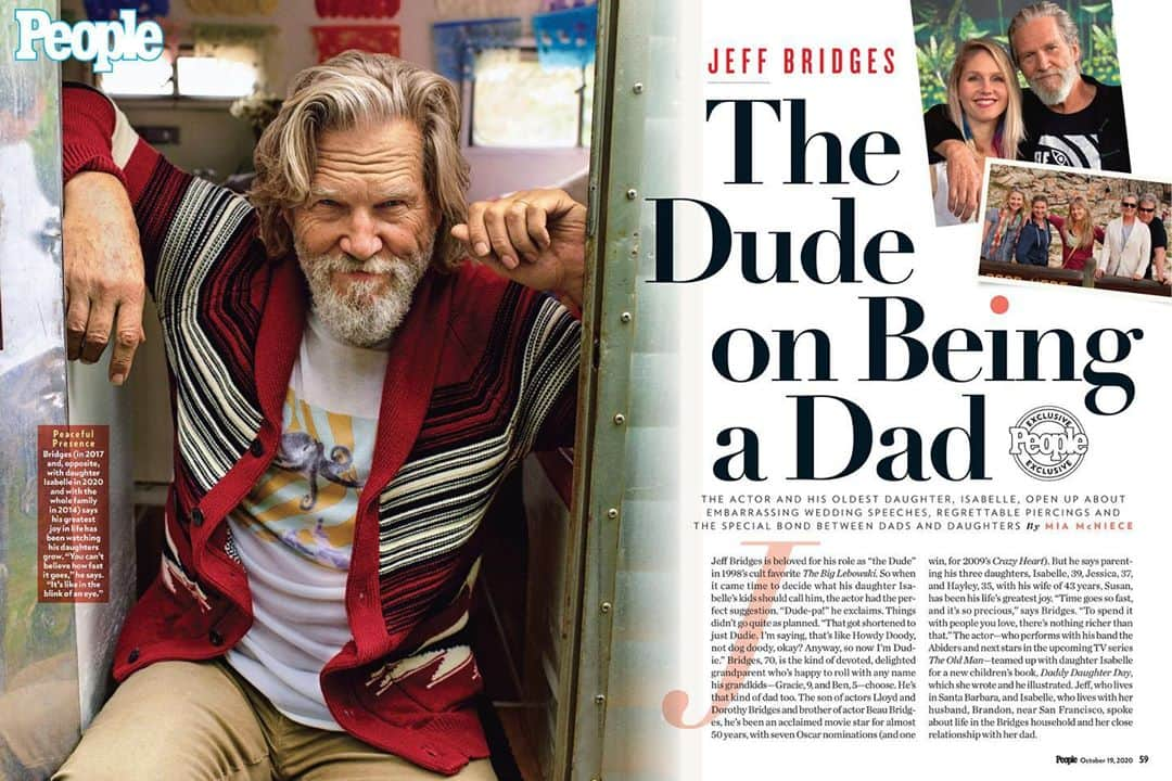 ジェフ・ブリッジスのインスタグラム：「My daughter, Isabelle, and I are in the new issue of @people. It hits newsstands this Friday. Got a chance to talk about our new book, Daddy Daughter Day.」