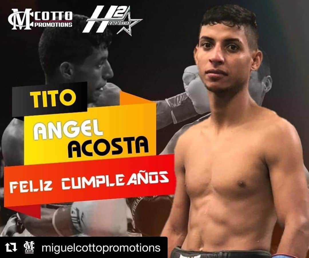 ミゲール・コットのインスタグラム：「#Repost @miguelcottopromotions ・・・ 🎉🎂!! Tito.. Tito... Tito !!🎂🎉  Hoy cumpleaños el fuerte pegador y ex campeón mundial @angeltitoacosta , Te deseamos muchas bendiciones y éxito ... #BarrioObreroKO #TeamAcosta 🇵🇷🇲🇽 @realmiguelacotto @goldenboy」