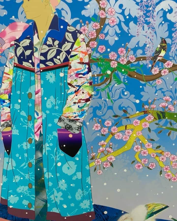 松山智一のインスタグラム：「Painting life ☘️🌹🌷to 🐶 🐱 🐷」